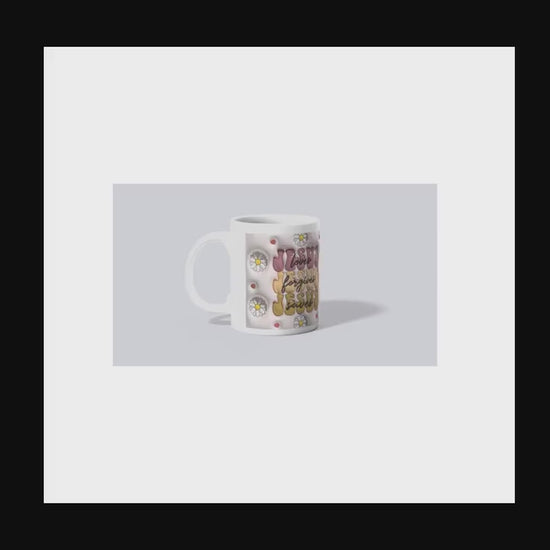 Flower Power Ceramic Mug - Inspirational Jesus Design, Faith Gift, Coffee Lover's Cup, Cute Floral Mug, Perfect for Holidays