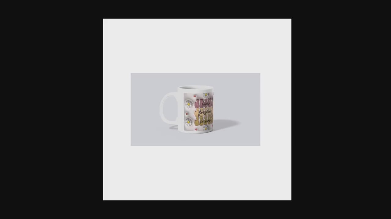 Flower Power Ceramic Mug - Inspirational Jesus Design, Faith Gift, Coffee Lover's Cup, Cute Floral Mug, Perfect for Holidays