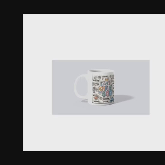 Inspirational Ceramic Mug, Child of God Coffee Cup, Positive Affirmation Gift for Friends, Motivational Mug, Faith-Based Kitchen Decor,